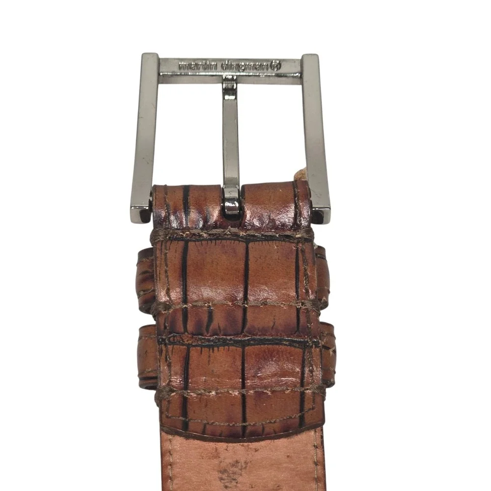 Martin Dingman Belt Mens 32 Brown Alligator Grain Leather Hand Made in America